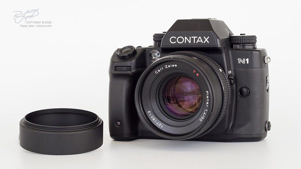 A Contax N1 pro body, w/ 50mm Zeiss Contax AF f/1.4 lens
