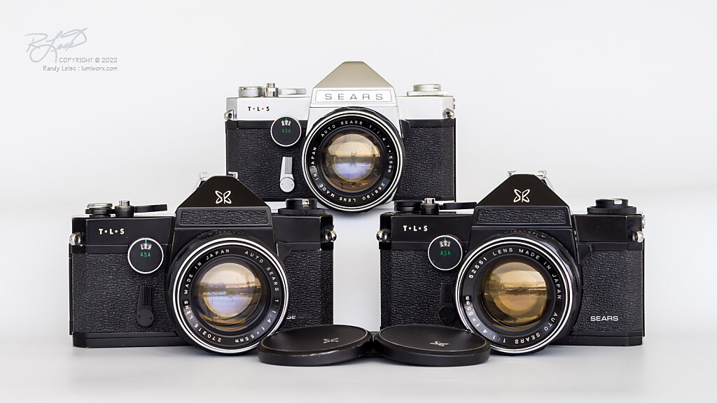A trio of Sears T-L-S SLR's, w/ Auto Sears 55mm f/1.4 lenses